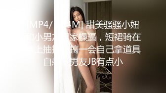 [MP4/ 694M] 甜美骚骚小妞和小男友居家操逼，短裙骑在身上抽插，搞一会自己拿道具自慰，男友JB有点小